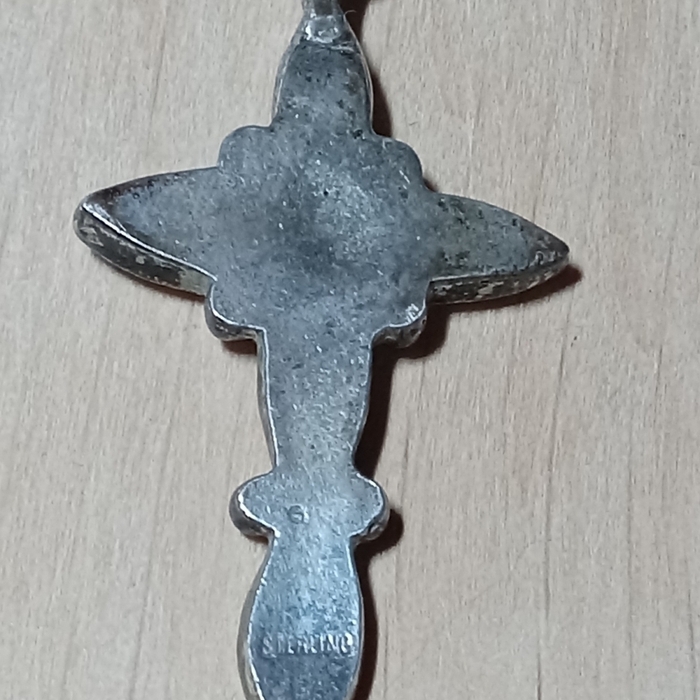 * Vintage zuni native american style crushed turq and sterling silver necklace - Picture 3 of 6